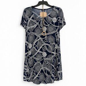 NWT | SJS Blue & White Floral Dress | Size Large